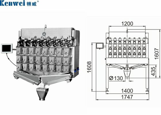Three Layers Screw Feeding Multihead Weighing Machine 60P/M